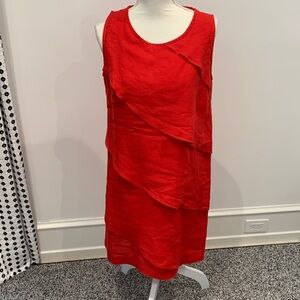 Ilillio Sleeveless Red Layered Shift Dress. Medium